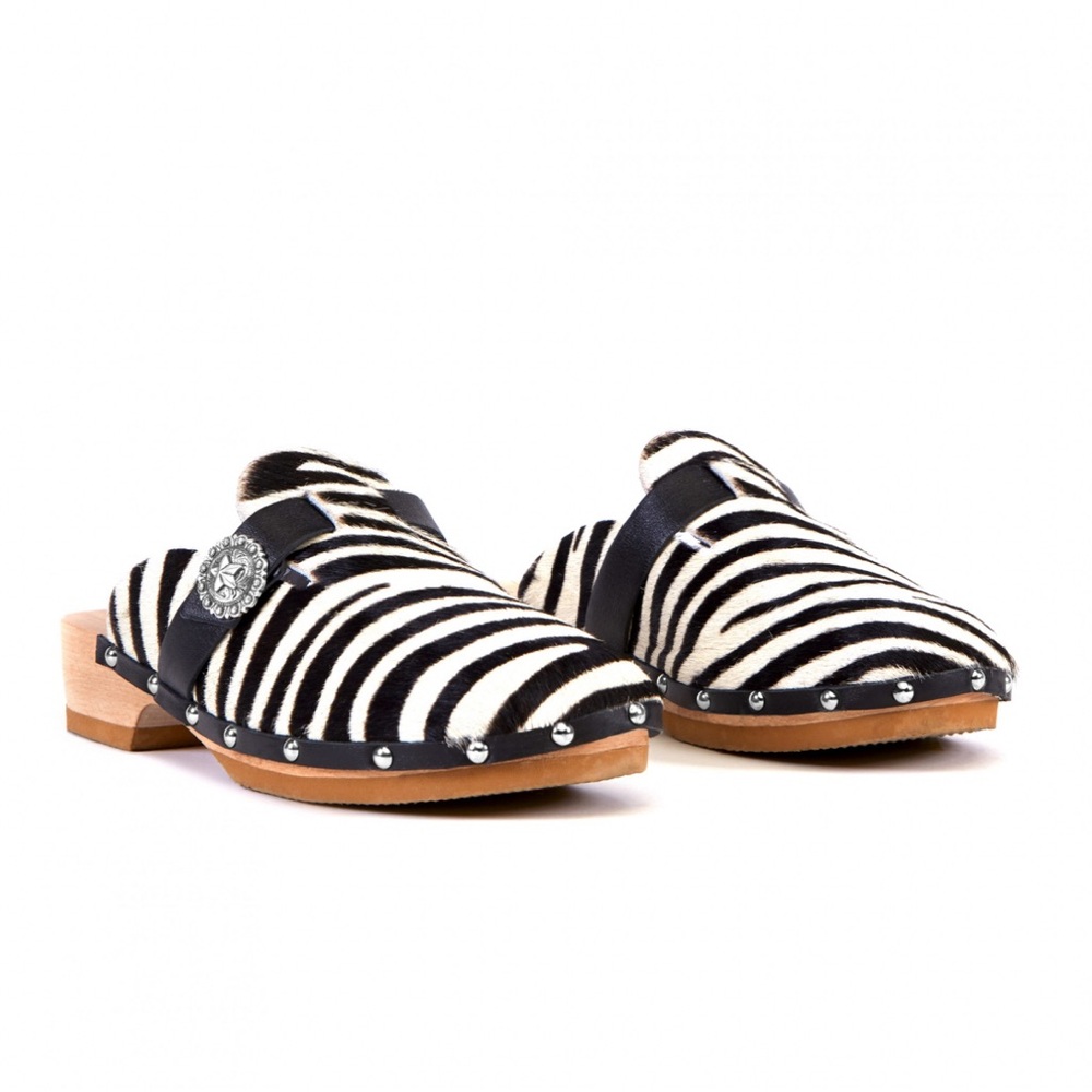 KATE CATE Alegra Pony Hair Clogs - Zebra